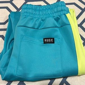 Turquoise & Neon Green Joggers